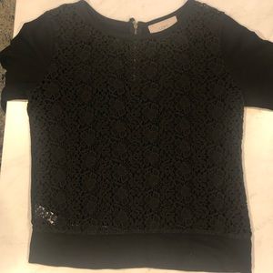 Black 3/4 length sleeve lace sweater